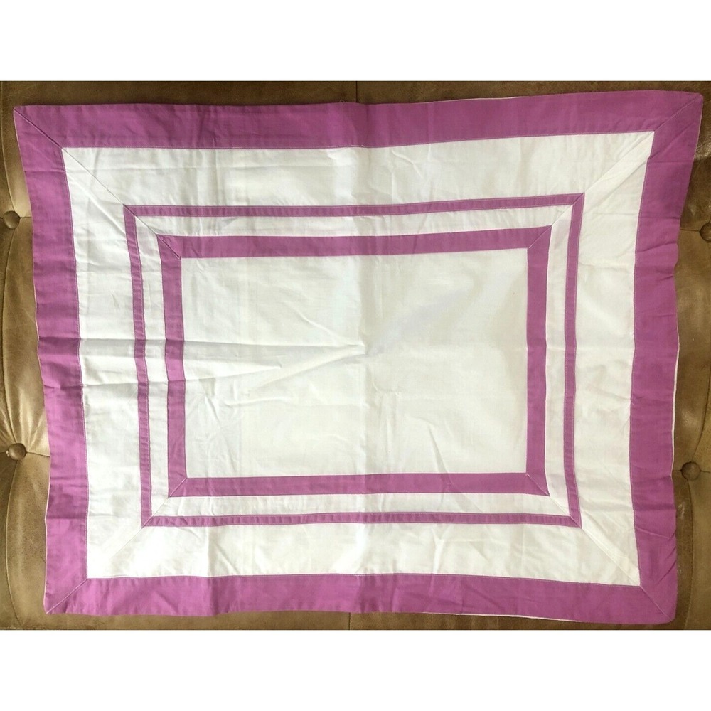 POTTERY BARN TEEN Classic 2015 Standard Pillow Sham Pink White Organic Cotton A+